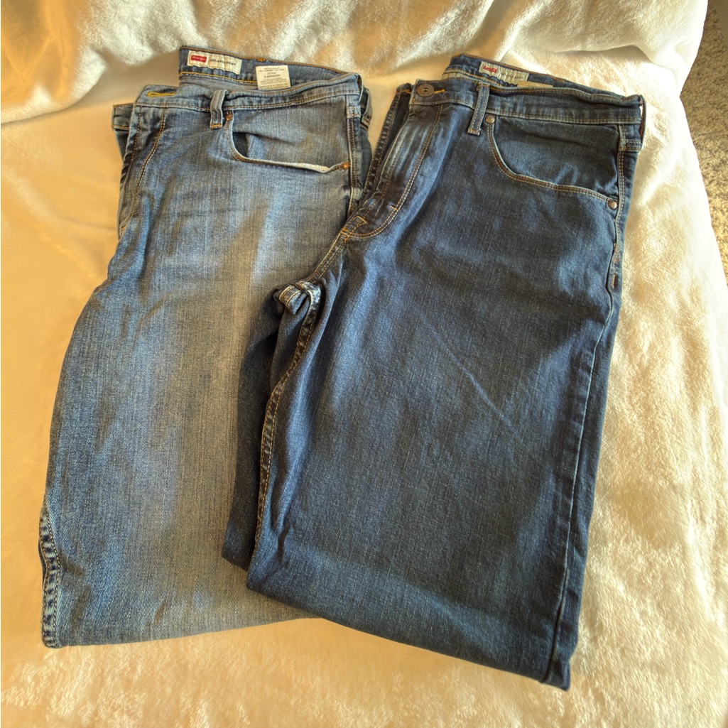Mens Wrangler Set Of 2 Blue Relaxed Fit Bootcut Denim Jeans Mens Wrangler Set Of 2 Blue Relaxed Fit Bootcut Denim Jeans